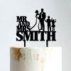 Bride And Groom with Children Cake Topper, Custom Wedding Family Cake Topper, Family Cake Topper With Kids, Black Acrylic Cake Topper, Couple Wedding Decoration view 1