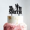 Bride And Groom with Children Cake Topper, Custom Wedding Family Cake Topper, Family Cake Topper With Kids, Black Acrylic Cake Topper, Couple Wedding Decoration view 2