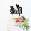 Bride And Groom with Children Cake Topper, Custom Wedding Family Cake Topper, Family Cake Topper With Kids, Black Acrylic Cake Topper, Couple Wedding Decoration view 3