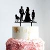 Bride And Groom with Children Cake Topper, Mr And Mrs Cake Toppers, Family Cake Topper, Black Acrylic Cake Topper, Couple Wedding Decoration view 2
