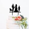 Bride And Groom with Children Cake Topper, Mr And Mrs Cake Toppers, Family Cake Topper, Black Acrylic Cake Topper, Couple Wedding Decoration view 3