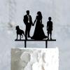 Bride And Groom with Children Cake Topper, Mr And Mrs Cake Toppers, Family Cake Topper, Black Acrylic Cake Topper, Couple Wedding Decoration view 4