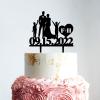 Family Wedding Cake Topper With Children, Personalized Kids Wedding Cake Topper, Family Wedding Cake Topper with Kids, Black Acrylic Cake Topper, Couple Wedding Decoration view 2