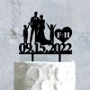 Family Wedding Cake Topper With Children, Personalized Kids Wedding Cake Topper, Family Wedding Cake Topper with Kids, Black Acrylic Cake Topper, Couple Wedding Decoration view 4