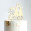 Bride And Groom Cake Topper with Pet, Mr & Mrs Wedding Cake Topper, Wood Cake Topper for Wedding, Custom Script Cake Toppers for Wedding, Rustic Wedding Cake Topper view 4