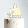 Couple Silhouette Cake Topper with Pet, Wedding Mr & Mrs Cake Topper, Wood Wedding Cake Topper, Custom Cake Toppers for Wedding/Anniversary, Rustic Wedding Cake Topper view 4