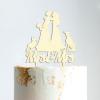 Couple Silhouette Cake Topper with Pet, Mr And Mrs Cake Topper, Wood Cake Topper for Wedding, Custom Initials Cake Topper, Funny Cake Toppers for Wedding view 4