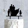 Cake Topper with Kids, Custom Mr And Mrs Wedding Cake Topper, Family Cake Topper With Kids, Black Acrylic Cake Topper, Couple Wedding Decoration view 4