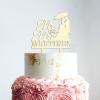Wedding Cake Toppers with Pet, Mr And Mrs Cake Topper, Mirror Gold Acrylic Cake Topper for Wedding, Custom Script Cake Toppers for Wedding, Rustic Wedding Cake Topper view 3