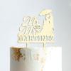 Wedding Cake Toppers with Pet, Mr And Mrs Cake Topper, Mirror Gold Acrylic Cake Topper for Wedding, Custom Script Cake Toppers for Wedding, Rustic Wedding Cake Topper view 4