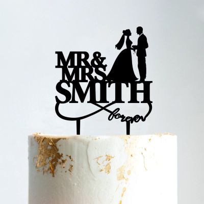 Couple Silhouette Cake Topper, Mr And Mrs Cake Toppers for Wedding, Black Acrylic Wedding Cake Topper, Custom Cake Topper, Anniversary Baptism Cake Topper