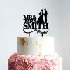 Couple Silhouette Cake Topper, Mr And Mrs Cake Toppers for Wedding, Black Acrylic Wedding Cake Topper, Custom Cake Topper, Anniversary Baptism Cake Topper view 2