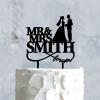 Couple Silhouette Cake Topper, Mr And Mrs Cake Toppers for Wedding, Black Acrylic Wedding Cake Topper, Custom Cake Topper, Anniversary Baptism Cake Topper view 4