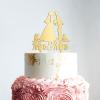 Personalized Cake Topper for Wedding Lesbian Wedding Cake Topper with Dog Same Sex Wedding Cake Topper with Cat Lesbian Silhouette Wedding Cake Topper (Mirror Gold Acrylic) view 4