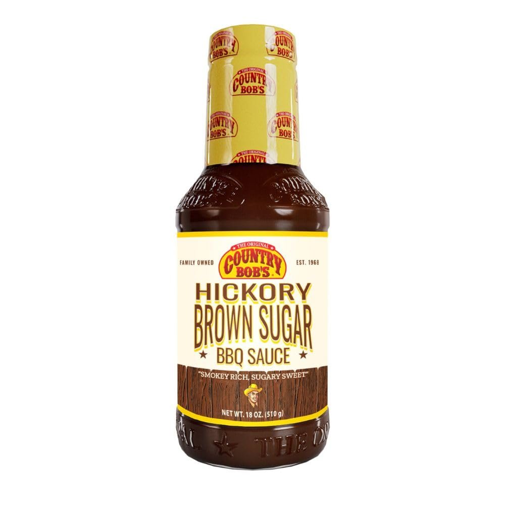 Country Bob's Original Hickory & Brown Sugar Barbecue Sauce - BBQ Sauce for Meat, Chicken, Pork, Sweet Savory Grill, Gluten Free, 18oz (Pack of 1)