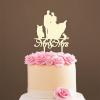 Bride And Groom Cake Topper with Pet, Mr And Mrs Cake Topper, Wood Cake Topper for Wedding, Custom Cake Topper, Funny Cake Toppers for Wedding view 1