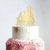 Personalized Cake Topper for Wedding Lesbian Cake Topper with Dog Same Sex Wedding Cake Topper with Cat Wedding Lesbian Silhouette Cake Topper (Mirror Gold Acrylic) view 4