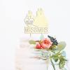 Couple Silhouette Cake Topper with Pet, Mr And Mrs Cake Topper, Wood Wedding Cake Topper, Custom Script Cake Toppers for Wedding, Rustic Wedding Cake Topper view 2