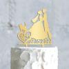Personalized Cake Topper for Wedding Lesbian Outdoor Wedding Cake Topper with Dog Mrs And Mrs Wedding Cake Topper with Cat Wedding Cake Topper Rustic (Mirror Gold Acrylic) view 3