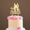 Personalized Cake Topper for Wedding Stylish Gay Marriage Silhouette Wedding Cake Topper with Dog Mr And Mr Cake Toppers for Wedding with Cat Same Sex Cake Topper (Mirror Gold Acrylic) view 1