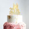Personalized Cake Topper for Wedding Stylish Gay Marriage Silhouette Wedding Cake Topper with Dog Mr And Mr Cake Toppers for Wedding with Cat Same Sex Cake Topper (Mirror Gold Acrylic) view 4