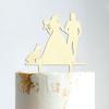 Couple Silhouette Cake Topper with Pet, Mr And Mrs Cake Topper, Wood Cake Topper for Wedding, Family Wedding Cake Topper, Rustic Wedding Cake Topper view 4
