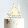 Mr And Mrs Cake Topper with Pet, Mr And Mrs Wedding Cake Topper, Wood Monogram Wedding Cake Topper Personalized, Personalized Wedding Cake Topper, Funny Cake Toppers for Wedding view 4