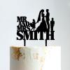 Bride And Groom with Children Cake Topper, Custom Wedding Family Cake Topper, Family Wedding Cake Topper with Kids, Black Acrylic Cake Topper, Gift for Anniversary view 1