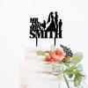 Bride And Groom with Children Cake Topper, Custom Wedding Family Cake Topper, Family Wedding Cake Topper with Kids, Black Acrylic Cake Topper, Gift for Anniversary view 3