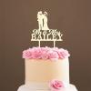 Couple Silhouette Cake Topper with Pet, Mr And Mrs Cake Toppers for Wedding, Mirror Gold Acrylic Cake Topper for Wedding, Custom Wedding Cake Topper, Anniversary Cake Toppers view 1