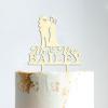 Couple Silhouette Cake Topper with Pet, Mr And Mrs Cake Toppers for Wedding, Mirror Gold Acrylic Cake Topper for Wedding, Custom Wedding Cake Topper, Anniversary Cake Toppers view 4