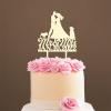 Couple Silhouette Cake Topper with Pet, Mr And Mrs Cake Toppers for Wedding, Wood Wedding Cake Topper, Personalized Wedding Cake Topper, Anniversary Cake Toppers view 1