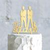Personalized Cake Topper for Wedding Travel Gay Silhouette Cake Topper with Dog Rustic Mr And Mr Cake Topper with Cat Same Sex Cake Topper (Mirror Gold Acrylic) view 3