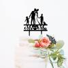 Couple Silhouette with Kids Cake Topper, Personalized Cake Topper, Family Wedding Bride And Groom Cake Topper, Black Acrylic Cake Topper, Couple Wedding Decoration view 3