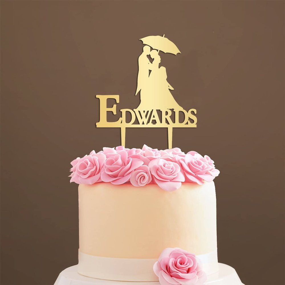 Mr & Mrs Wedding Cake Topper Mirror Gold Wedding Cake Topper Custom Wedding Cake Topper Script Cake Toppers for Wedding Acrylic Party Supplies