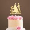 Personalized Mrs And Mrs Funny Cake Topper Lesbian Outdoor Wedding Cake Topper with Dog Mrs Mrs Wedding Cake Topper with Cat Wedding Cake Topper Rustic (Mirror Gold Acrylic) view 1