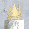 Personalized Mrs And Mrs Funny Cake Topper Lesbian Outdoor Wedding Cake Topper with Dog Mrs Mrs Wedding Cake Topper with Cat Wedding Cake Topper Rustic (Mirror Gold Acrylic) view 3