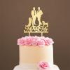 Personalized Cake Topper for Wedding Two Men Silhouette Cake Topper with Dog Wedding Mr & Mr Cake Topper with Cat Same Sex Cake Topper (Mirror Gold Acrylic) view 1