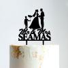 Bride And Groom with Children Cake Topper, Custom Mr And Mrs Wedding Cake Topper, Wedding Cake Topper Happy Family, Black Acrylic Cake Topper, Couple Wedding Decoration view 1