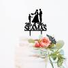 Bride And Groom with Children Cake Topper, Custom Mr And Mrs Wedding Cake Topper, Wedding Cake Topper Happy Family, Black Acrylic Cake Topper, Couple Wedding Decoration view 3