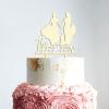 Wedding Cake Toppers with Pet, Mr & Mrs Rustic Wreath Couple's Names Cake Topper, Wood Wedding Cake Topper, Custom Cake Toppers for Wedding / Anniversary, Funny Cake Toppers for Wedding view 3