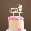 Couple Silhouette Cake Topper with Pet, Mr And Mrs Cake Toppers, Mirror Gold Acrylic Cake Topper for Wedding, Customized Bride And Groom Wedding Cake Topper, Script Cake Toppers for Wedding view 1