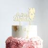 Couple Silhouette Cake Topper with Pet, Mr And Mrs Cake Toppers, Mirror Gold Acrylic Cake Topper for Wedding, Customized Bride And Groom Wedding Cake Topper, Script Cake Toppers for Wedding view 3