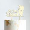 Couple Silhouette Cake Topper with Pet, Mr And Mrs Cake Toppers, Mirror Gold Acrylic Cake Topper for Wedding, Customized Bride And Groom Wedding Cake Topper, Script Cake Toppers for Wedding view 4