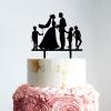 Married Couple Wedding Cake Topper with Kids, Personalized Cake Topper, Family Wedding Bride And Groom Cake Topper, Black Acrylic Cake Topper, Couple Wedding Decoration view 2