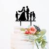 Married Couple Wedding Cake Topper with Kids, Personalized Cake Topper, Family Wedding Bride And Groom Cake Topper, Black Acrylic Cake Topper, Couple Wedding Decoration view 3