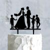 Married Couple Wedding Cake Topper with Kids, Personalized Cake Topper, Family Wedding Bride And Groom Cake Topper, Black Acrylic Cake Topper, Couple Wedding Decoration view 4
