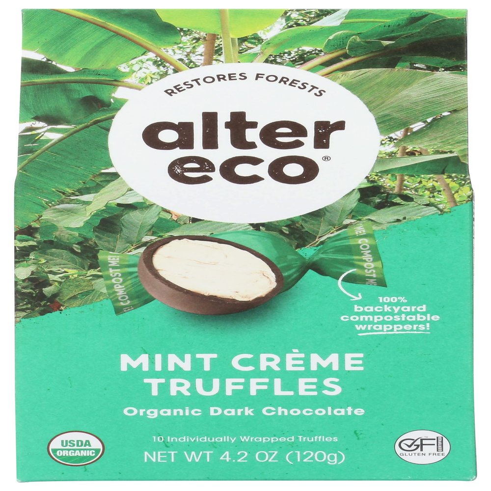 Alter Eco Chocolate Truffle Dark Mint Organic, 4.2 oz Pack of 8