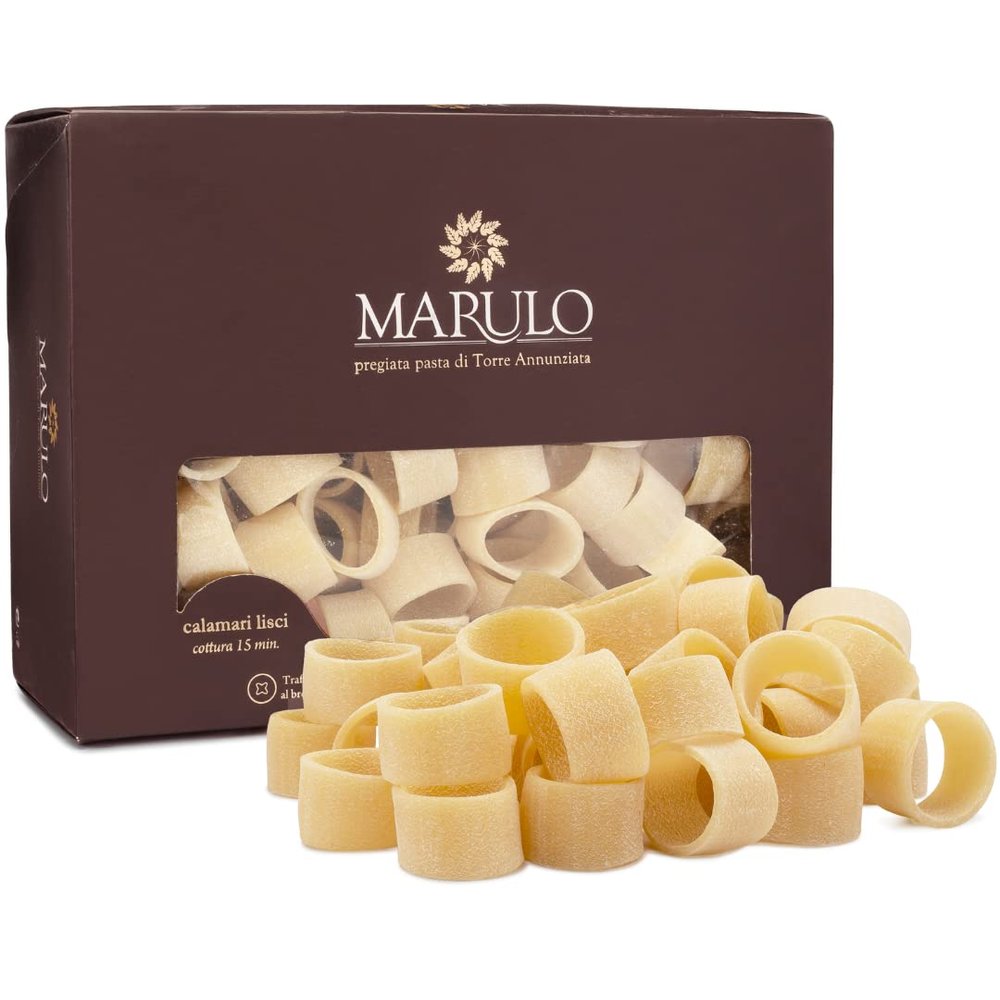 Marulo, Calamarata Pasta, Bronze Cut Pasta made in Italy 1.1 lbs (500g), Gourmet Italian Pasta, Non-GMO 100% Durum Semolina, Italian Pasta imported. By Marulo.