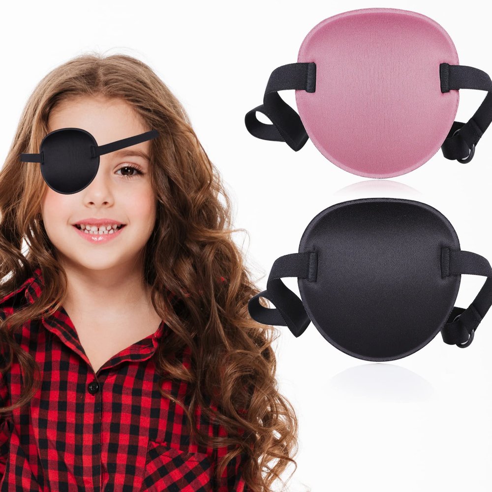 2 Pcs Eye Patch, Medical Eye Patches for Adults Kids Adjustable Eyepatch for Right/Left Eye, Amblyopia Lazy Eye Patch